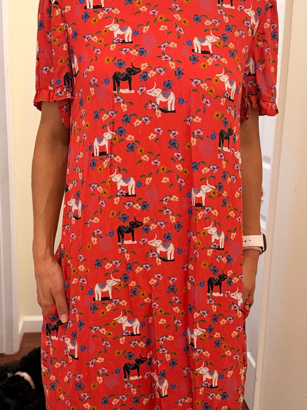 Corey Lynn Calter Red Floral & Horse Print Casual Dress